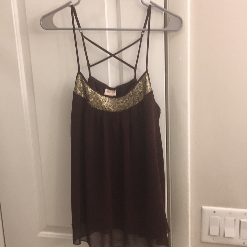 Mossimo Supply Co. tank maroon and gold shimmer